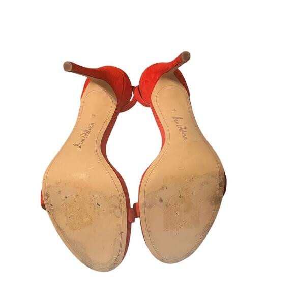 Sam Edelman Suede Coral Red Ankle Strap High Heels Size 9.5 - Picture 5 of 6